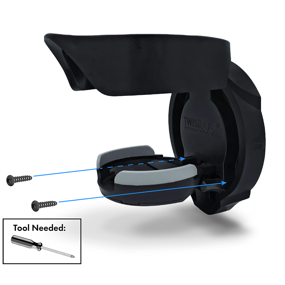 Showing step 3 of how to install the vertical mount locking cup holder. Screw the bottom two screws in.