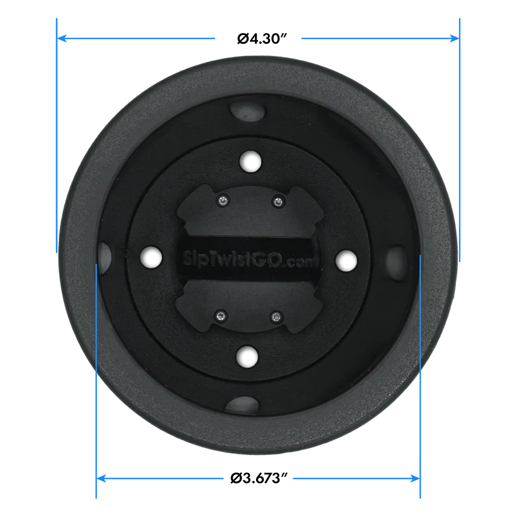 Diagram of the drop in recessed cup holder showing the interior and external width. Internal: 3.673