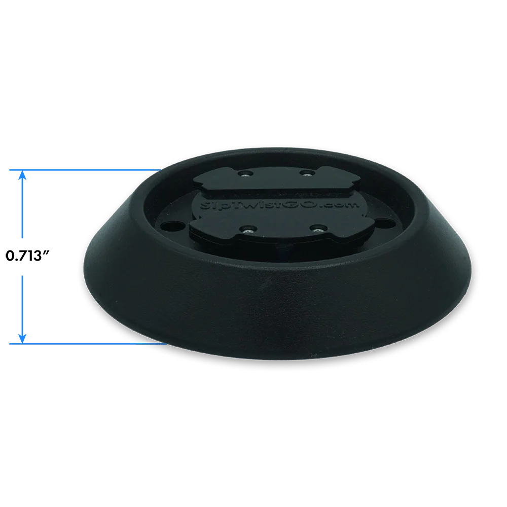 Diagram showing the flat mount attachable cup holder's height: .713