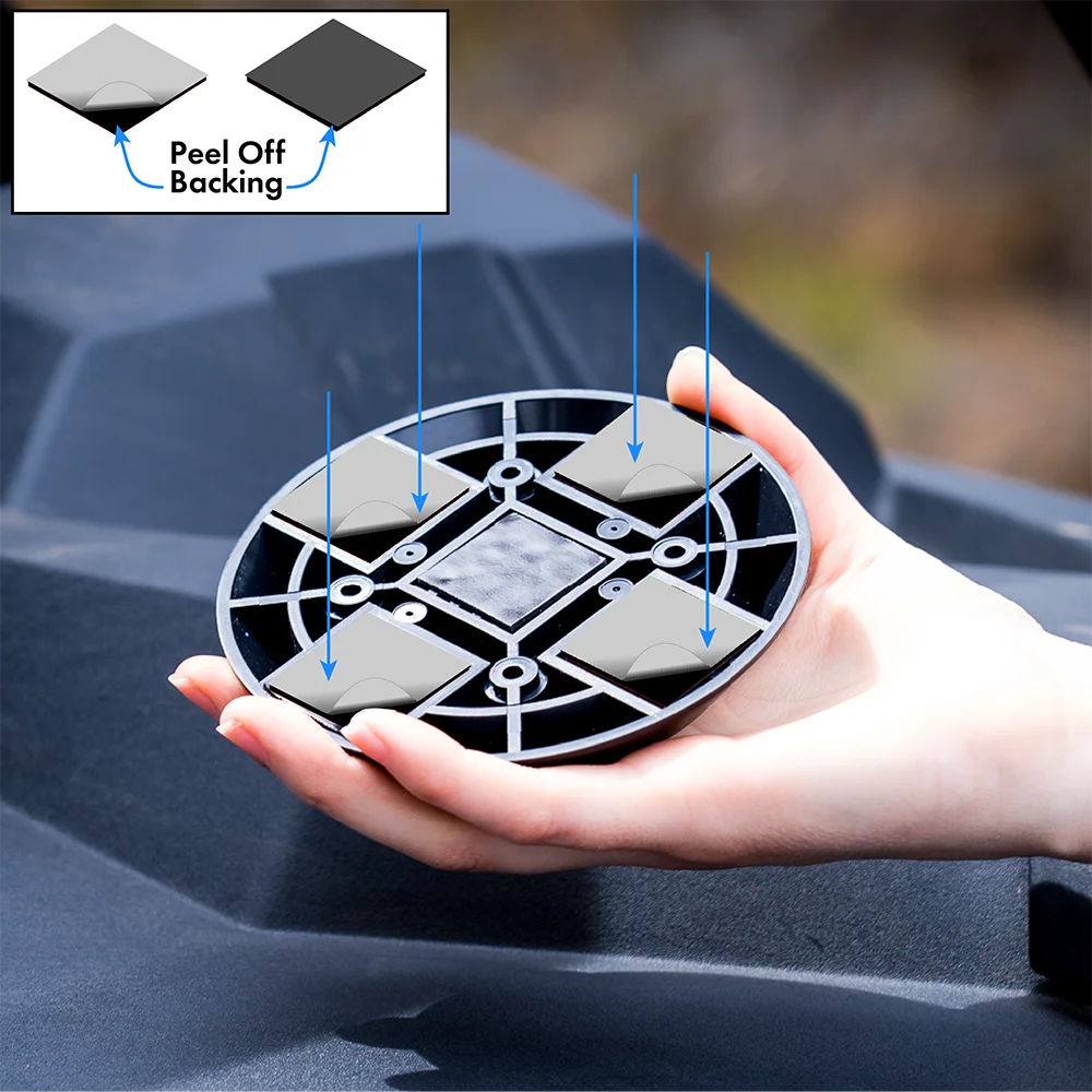 Flat Mount installation using adhesive: peel off the adhesive backing.