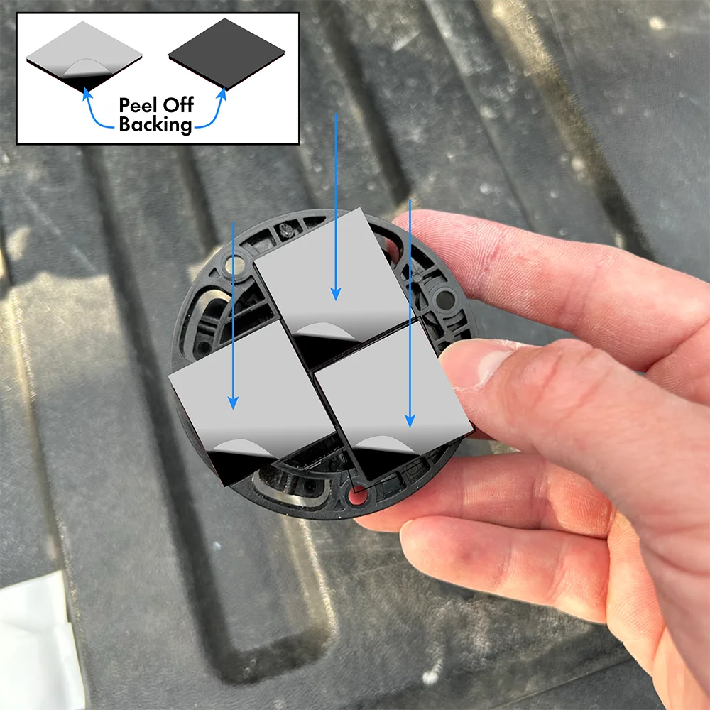 Installing the Mini Disc Locking cup holder with adhesive: Remove the backing and get ready to place.