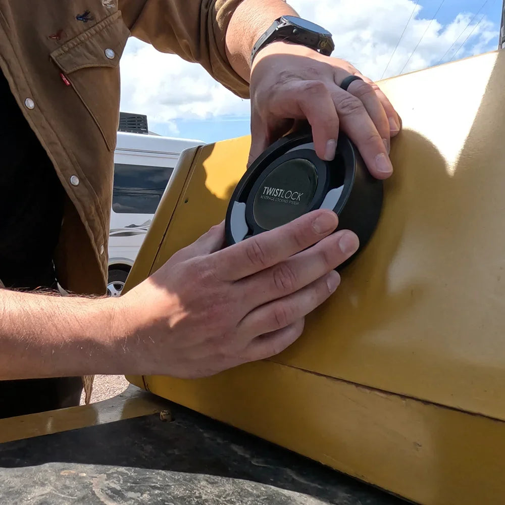 Step 4 for installing the vertical mount cup holder with adhesive: place against your mounting surface and give it a bit of pressure.