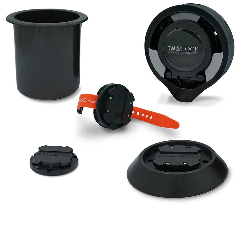 The mini disc mountable cup holder that can lock drinks onto any flat surface.
