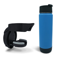 Folding Locking Vertical Mount Cup Holder and 20oz Insulated Canteen in Crater Lake Blue combo Pack.
