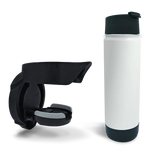 Folding Locking Vertical Mount Cup Holder and 20oz Insulated Canteen in Summit White combo Pack.