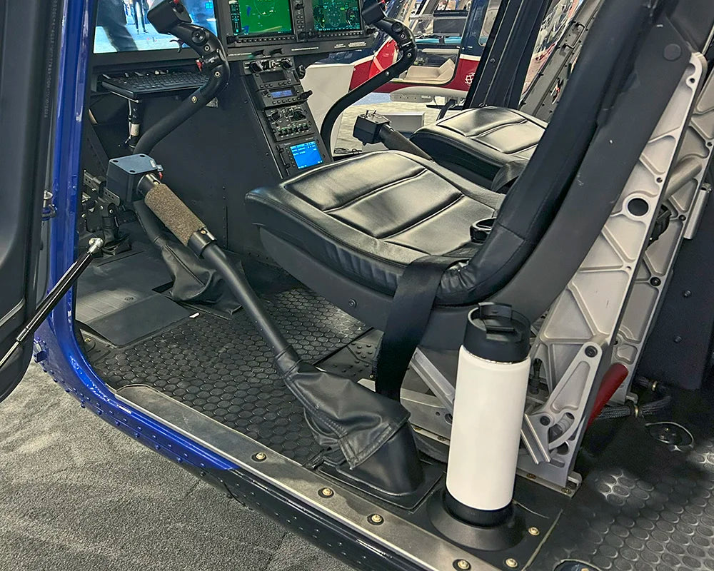 Bell 505 Helicopter with a TwistLock Flat Mount Cup Holder attached and Insulated White Canteen locked securely in.