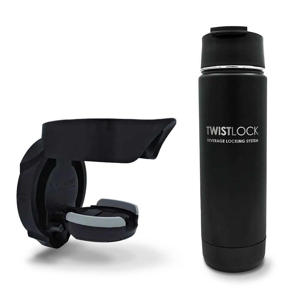 Folding Locking Vertical Mount Cup Holder and 20oz Insulated Canteen in Trailhead Green combo Pack.