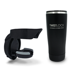 Bundle deal of a Insulated 22oz Tumbler and a Folding Vertically Mounted secure locking cup holder.