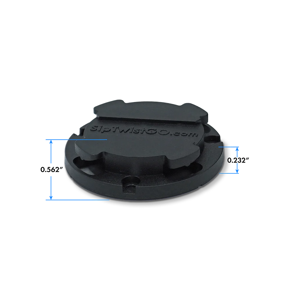 Diagram showing the mini disc cup holder's height: total height 0.562