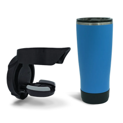 Folding Locking Vertical Mount Cup Holder and 22oz Insulated Tumbler in Crater Lake Blue combo Pack.