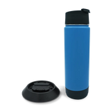 TwistLock Attachable Flat Mount Cup Holder and 20oz Insulated Canteen in Crater Lake Blue combo Pack.